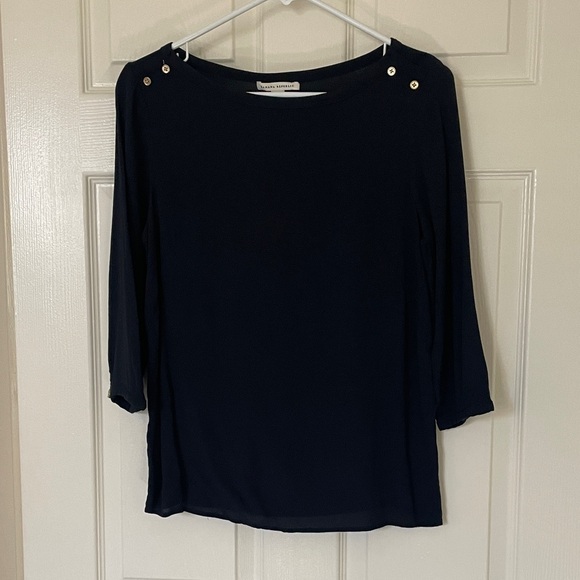$2! 5 for $10 🔥Banana Republic Dark Blue Blouse with Buttons Sz S Petite - Picture 1 of 8